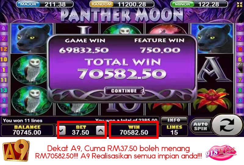 A9today & A9play Casino betting jackpot winner | Menang besar | Win RM70582.50 with RM37.50